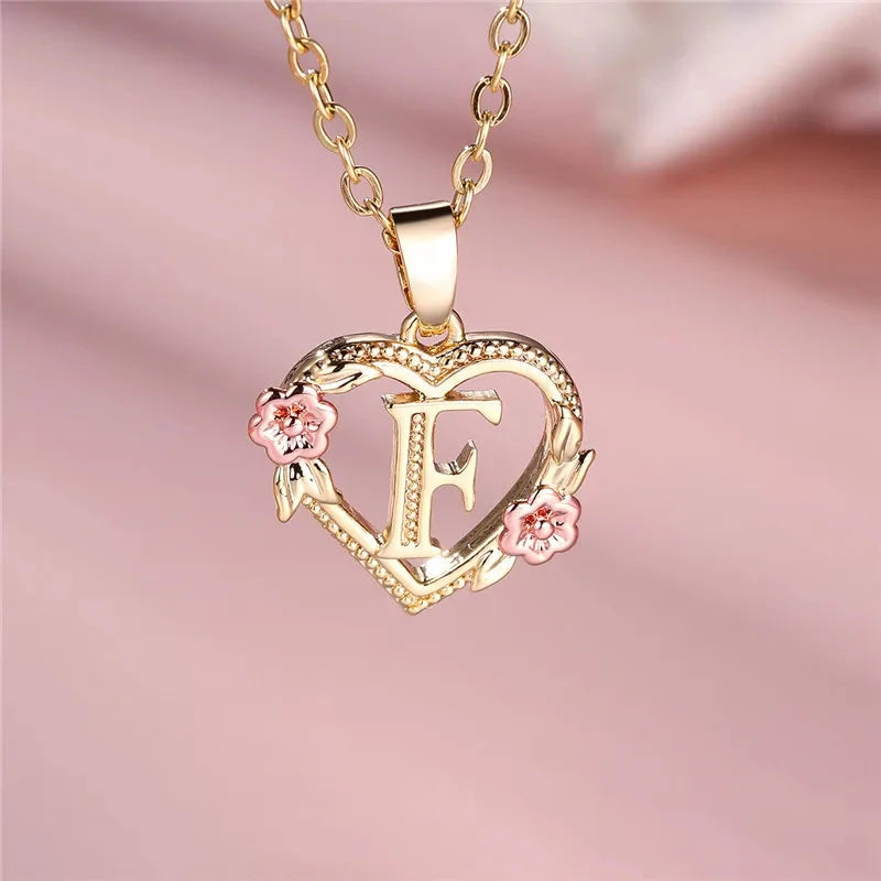 kawaiies-softtoys-plushies-kawaii-plush-Flora Heart Initial Gold Women's Necklace Jewelry F 