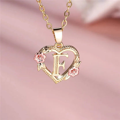 kawaiies-softtoys-plushies-kawaii-plush-Flora Heart Initial Gold Women's Necklace Jewelry F 