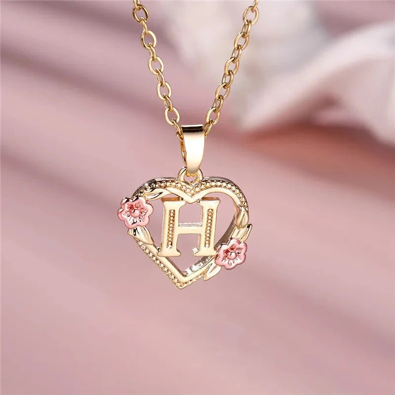 kawaiies-softtoys-plushies-kawaii-plush-Flora Heart Initial Gold Women's Necklace Jewelry H 