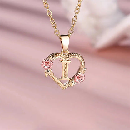 kawaiies-softtoys-plushies-kawaii-plush-Flora Heart Initial Gold Women's Necklace Jewelry I 
