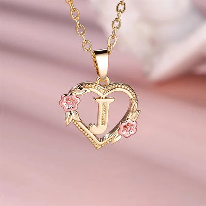 kawaiies-softtoys-plushies-kawaii-plush-Flora Heart Initial Gold Women's Necklace Jewelry J 