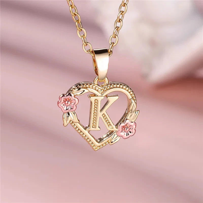kawaiies-softtoys-plushies-kawaii-plush-Flora Heart Initial Gold Women's Necklace Jewelry K 