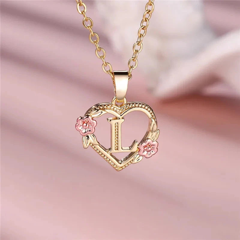 kawaiies-softtoys-plushies-kawaii-plush-Flora Heart Initial Gold Women's Necklace Jewelry L 