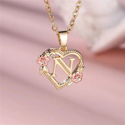 kawaiies-softtoys-plushies-kawaii-plush-Flora Heart Initial Gold Women's Necklace Jewelry N 