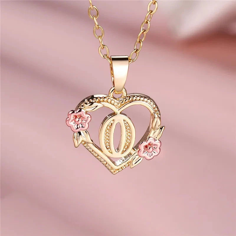 kawaiies-softtoys-plushies-kawaii-plush-Flora Heart Initial Gold Women's Necklace Jewelry O 