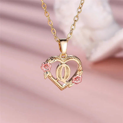 kawaiies-softtoys-plushies-kawaii-plush-Flora Heart Initial Gold Women's Necklace Jewelry Q 