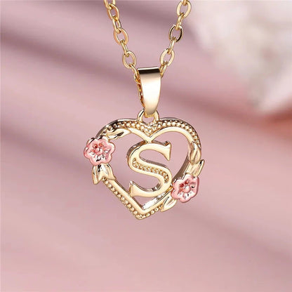 kawaiies-softtoys-plushies-kawaii-plush-Flora Heart Initial Gold Women's Necklace Jewelry S 