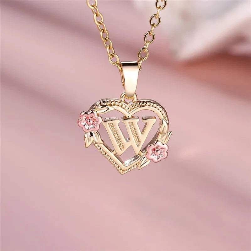 kawaiies-softtoys-plushies-kawaii-plush-Flora Heart Initial Gold Women's Necklace Jewelry W 