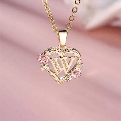 kawaiies-softtoys-plushies-kawaii-plush-Flora Heart Initial Gold Women's Necklace Jewelry W 