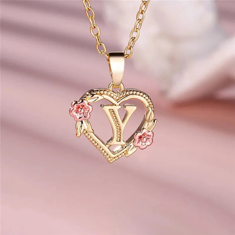 kawaiies-softtoys-plushies-kawaii-plush-Flora Heart Initial Gold Women's Necklace Jewelry Y 