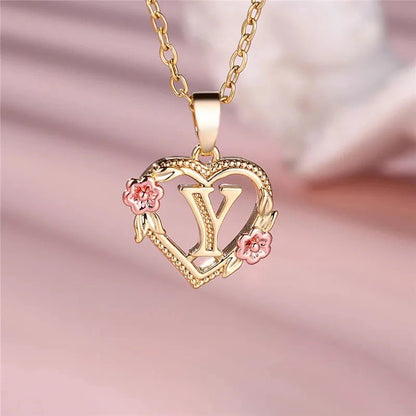 kawaiies-softtoys-plushies-kawaii-plush-Flora Heart Initial Gold Women's Necklace Jewelry Y 