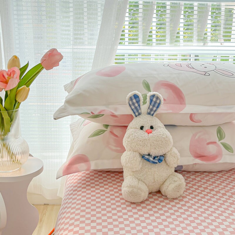 kawaiies-softtoys-plushies-kawaii-plush-Floral Fruity Bunny 120gsm Polyester Bedding Set | NEW Bedding Sets 