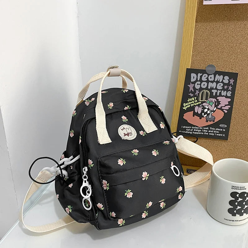 kawaiies-softtoys-plushies-kawaii-plush-Floral Petite Small Backpack Bags Black 