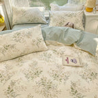 kawaiies-softtoys-plushies-kawaii-plush-Floral Sage Green & Cream Botanical Print Bedding Set Home Decor 