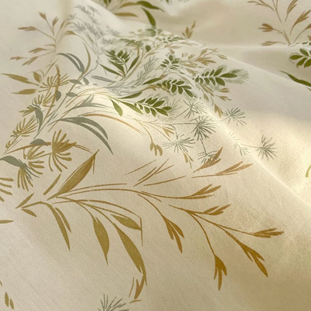 kawaiies-softtoys-plushies-kawaii-plush-Floral Sage Green & Cream Botanical Print Bedding Set Home Decor 