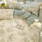 kawaiies-softtoys-plushies-kawaii-plush-Floral Sage Green & Cream Botanical Print Bedding Set Home Decor Flowers Twin 