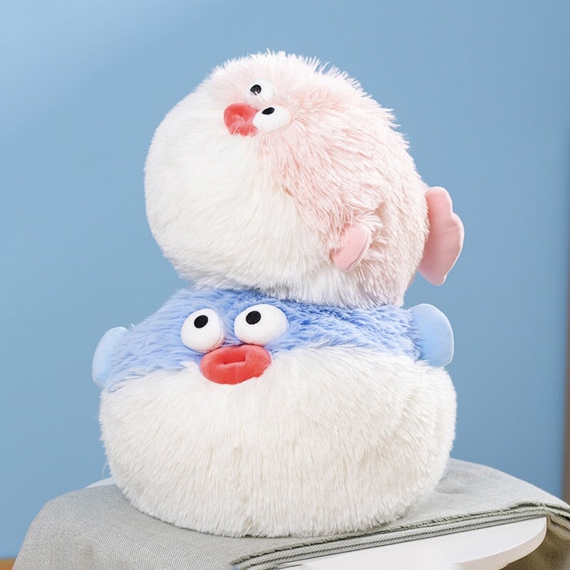 kawaiies-softtoys-plushies-kawaii-plush-Fluffy Blue Pink Puffer Fish Plushie | NEW Soft toy 