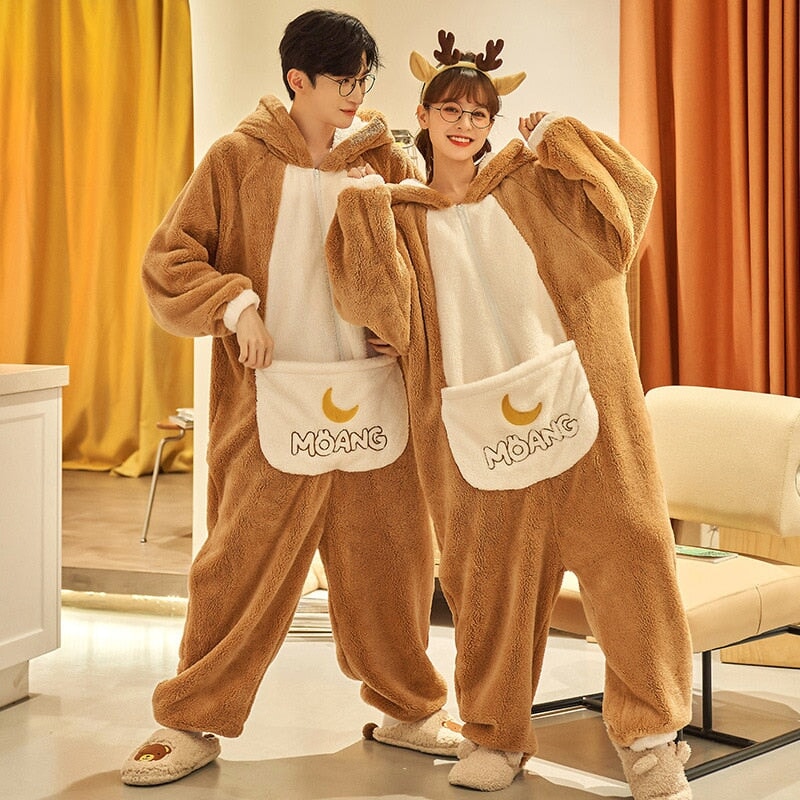 kawaiies-softtoys-plushies-kawaii-plush-Fluffy Brown Bunny Adults Pyjama 1-Piece Set Apparel 