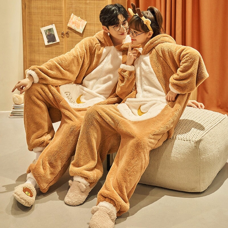 kawaiies-softtoys-plushies-kawaii-plush-Fluffy Brown Bunny Adults Pyjama 1-Piece Set Apparel 