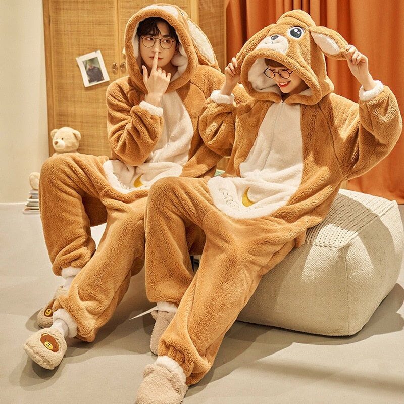 Fluffy Brown Bunny Adults Pyjama 1-Piece Set – Kawaiies