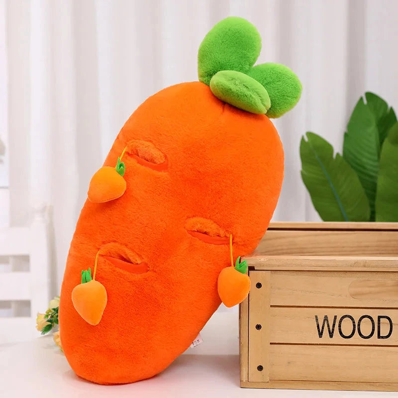 kawaiies-softtoys-plushies-kawaii-plush-Fluffy Carrot Plushie with Mini Hanging Carrots Soft toy 