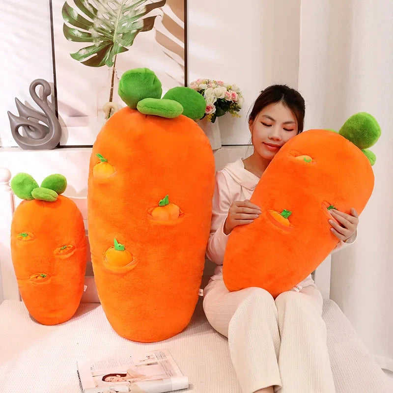 kawaiies-softtoys-plushies-kawaii-plush-Fluffy Carrot Plushie with Mini Hanging Carrots Soft toy 23in / 60cm 