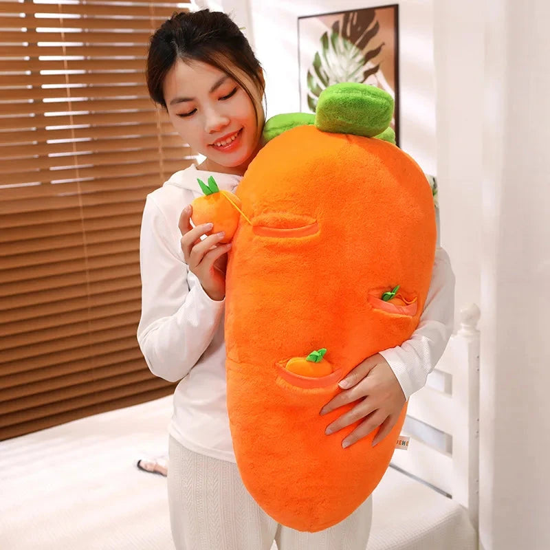 kawaiies-softtoys-plushies-kawaii-plush-Fluffy Carrot Plushie with Mini Hanging Carrots Soft toy 