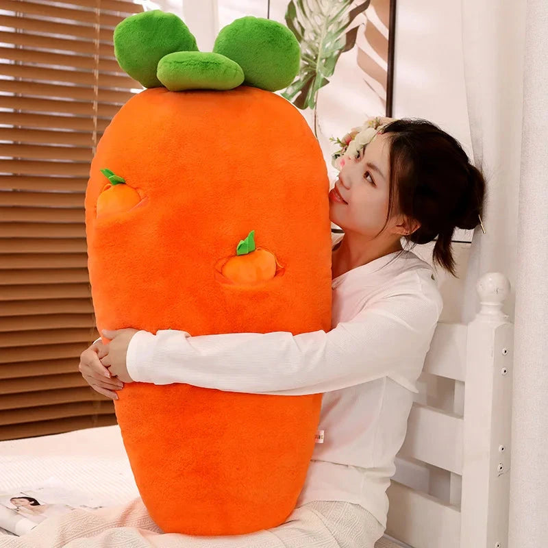 kawaiies-softtoys-plushies-kawaii-plush-Fluffy Carrot Plushie with Mini Hanging Carrots Soft toy 