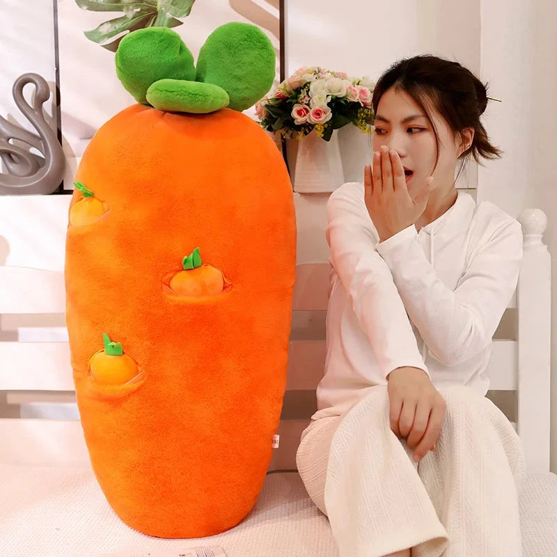 kawaiies-softtoys-plushies-kawaii-plush-Fluffy Carrot Plushie with Mini Hanging Carrots Soft toy 