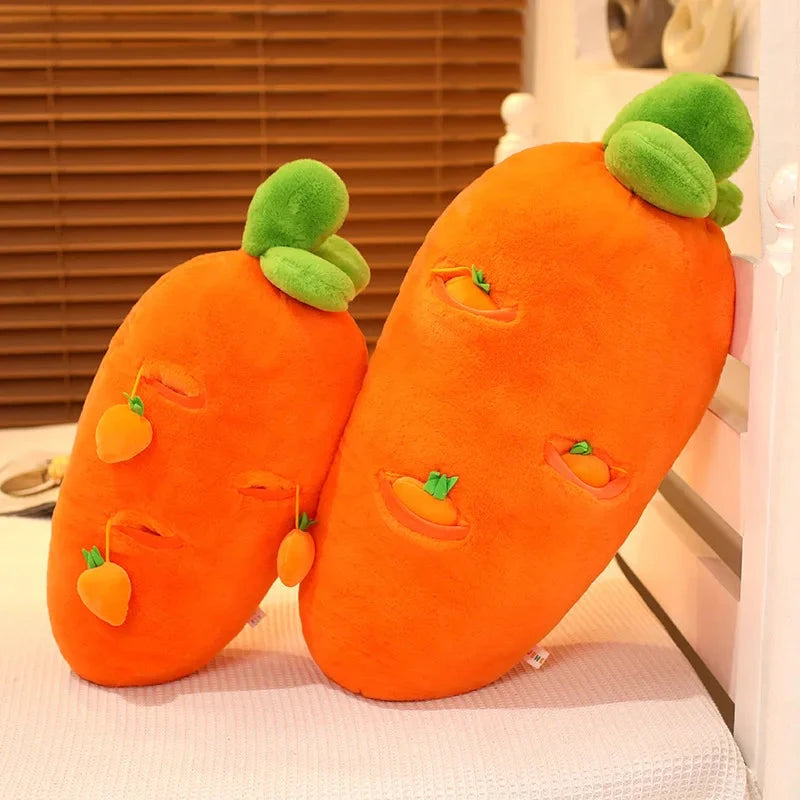 kawaiies-softtoys-plushies-kawaii-plush-Fluffy Carrot Plushie with Mini Hanging Carrots Soft toy 