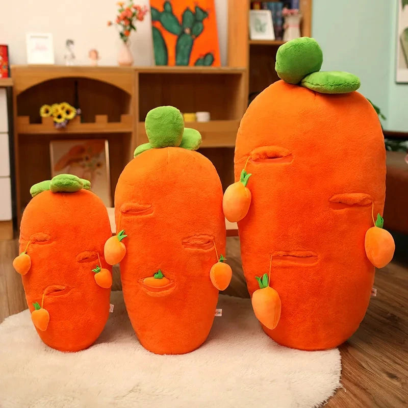 kawaiies-softtoys-plushies-kawaii-plush-Fluffy Carrot Plushie with Mini Hanging Carrots Soft toy 