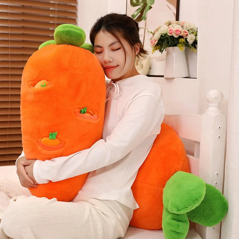kawaiies-softtoys-plushies-kawaii-plush-Fluffy Carrot Plushie with Mini Hanging Carrots Soft toy 