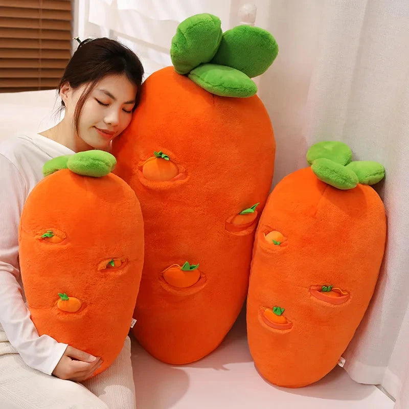 kawaiies-softtoys-plushies-kawaii-plush-Fluffy Carrot Plushie with Mini Hanging Carrots Soft toy 