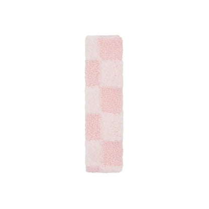 kawaiies-softtoys-plushies-kawaii-plush-Fluffy Checkered Plush Car Seat Belt Cover Shoulder Strap Accessory Car Pink 