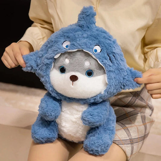 kawaiies-softtoys-plushies-kawaii-plush-Fluffy Dog & Cat in Shark Outfit Plushie Soft toy 