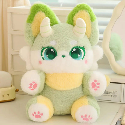 kawaiies-softtoys-plushies-kawaii-plush-Fluffy Dreamy Horned Fox Plushies Soft toy Green 35cm 
