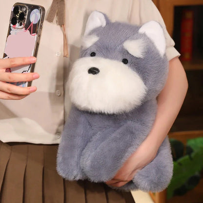 kawaiies-softtoys-plushies-kawaii-plush-Fluffy Gray Biege Schnauzer Dog Plushie Soft toy 