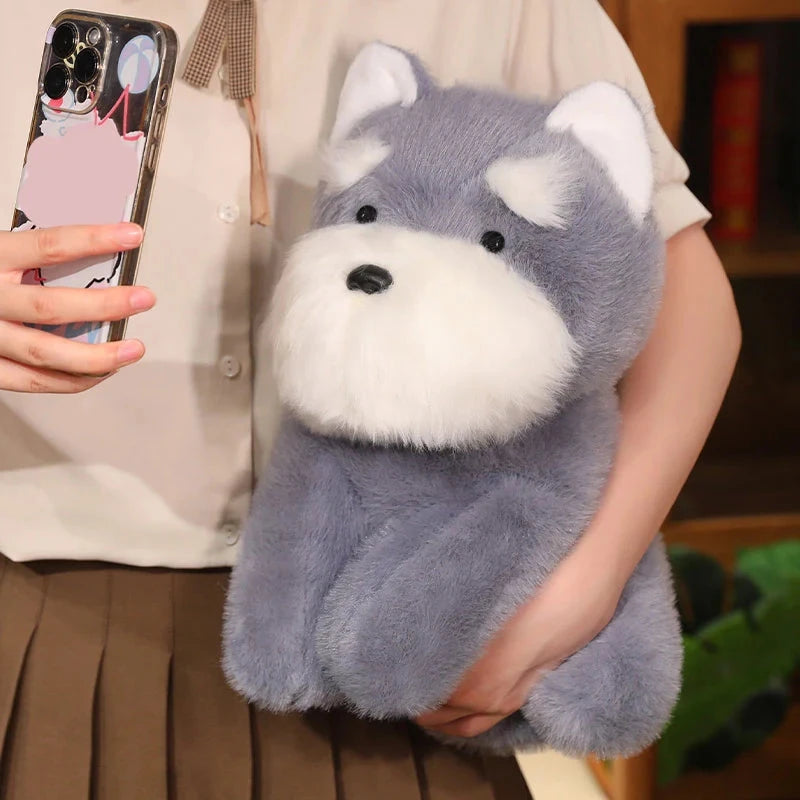 kawaiies-softtoys-plushies-kawaii-plush-Fluffy Gray Biege Schnauzer Dog Plushie Soft toy 