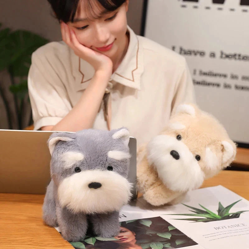 kawaiies-softtoys-plushies-kawaii-plush-Fluffy Gray Biege Schnauzer Dog Plushie Soft toy 