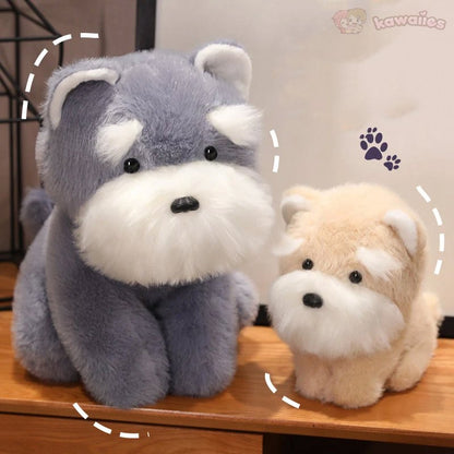 kawaiies-softtoys-plushies-kawaii-plush-Fluffy Gray Biege Schnauzer Dog Plushie Soft toy 