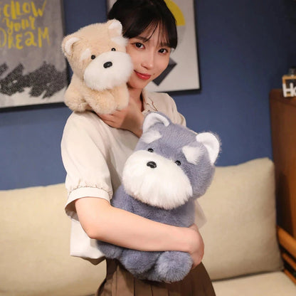 kawaiies-softtoys-plushies-kawaii-plush-Fluffy Gray Biege Schnauzer Dog Plushie Soft toy 