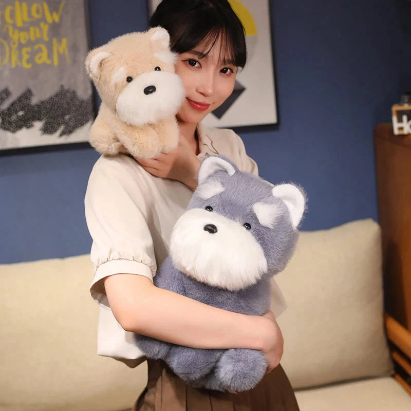 kawaiies-softtoys-plushies-kawaii-plush-Fluffy Gray Biege Schnauzer Dog Plushie Soft toy 