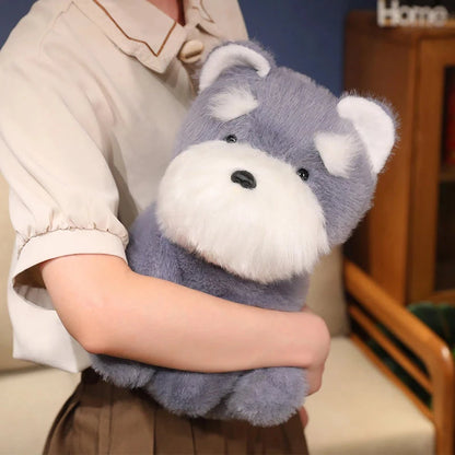 kawaiies-softtoys-plushies-kawaii-plush-Fluffy Gray Biege Schnauzer Dog Plushie Soft toy 