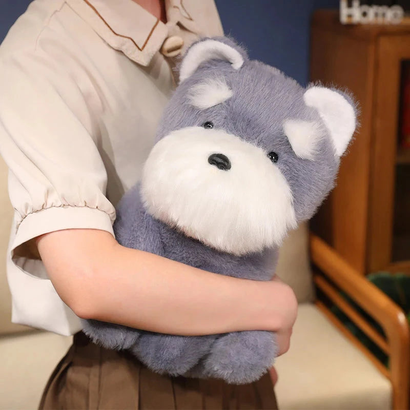 kawaiies-softtoys-plushies-kawaii-plush-Fluffy Gray Biege Schnauzer Dog Plushie Soft toy 