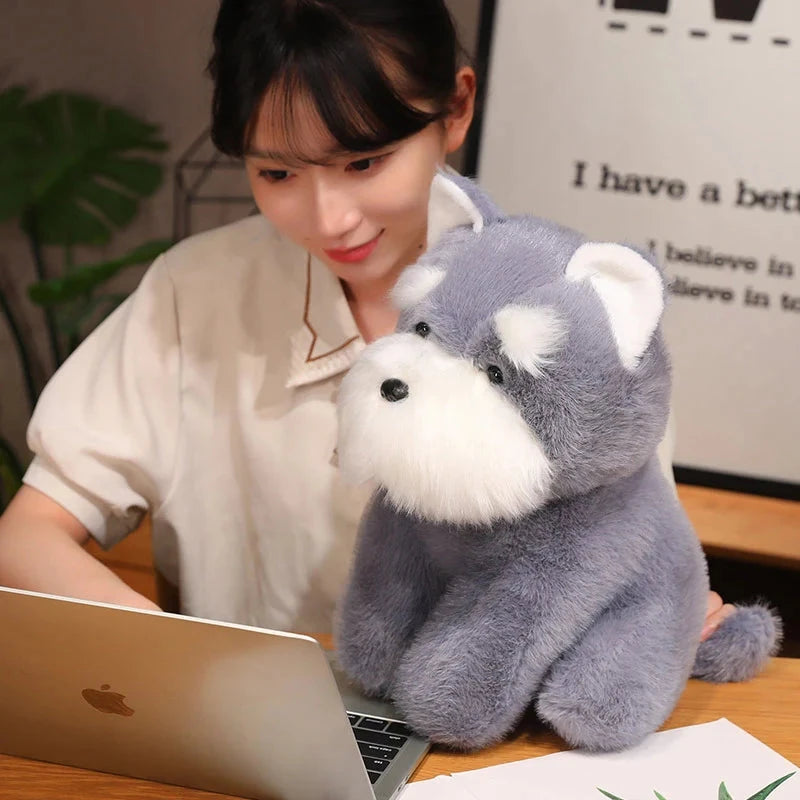kawaiies-softtoys-plushies-kawaii-plush-Fluffy Gray Biege Schnauzer Dog Plushie Soft toy 