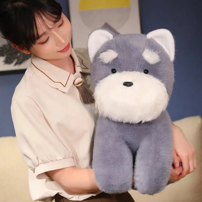 kawaiies-softtoys-plushies-kawaii-plush-Fluffy Gray Biege Schnauzer Dog Plushie Soft toy 