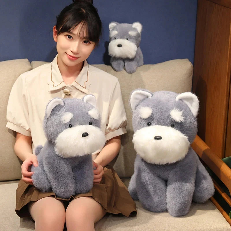 kawaiies-softtoys-plushies-kawaii-plush-Fluffy Gray Biege Schnauzer Dog Plushie Soft toy 