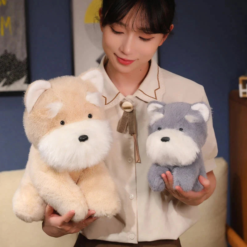 kawaiies-softtoys-plushies-kawaii-plush-Fluffy Gray Biege Schnauzer Dog Plushie Soft toy 