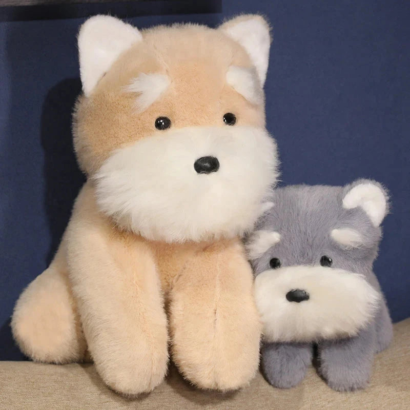 kawaiies-softtoys-plushies-kawaii-plush-Fluffy Gray Biege Schnauzer Dog Plushie Soft toy 