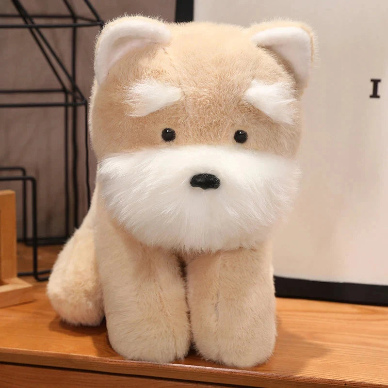 kawaiies-softtoys-plushies-kawaii-plush-Fluffy Gray Biege Schnauzer Dog Plushie Soft toy Brown 8in / 20cm 